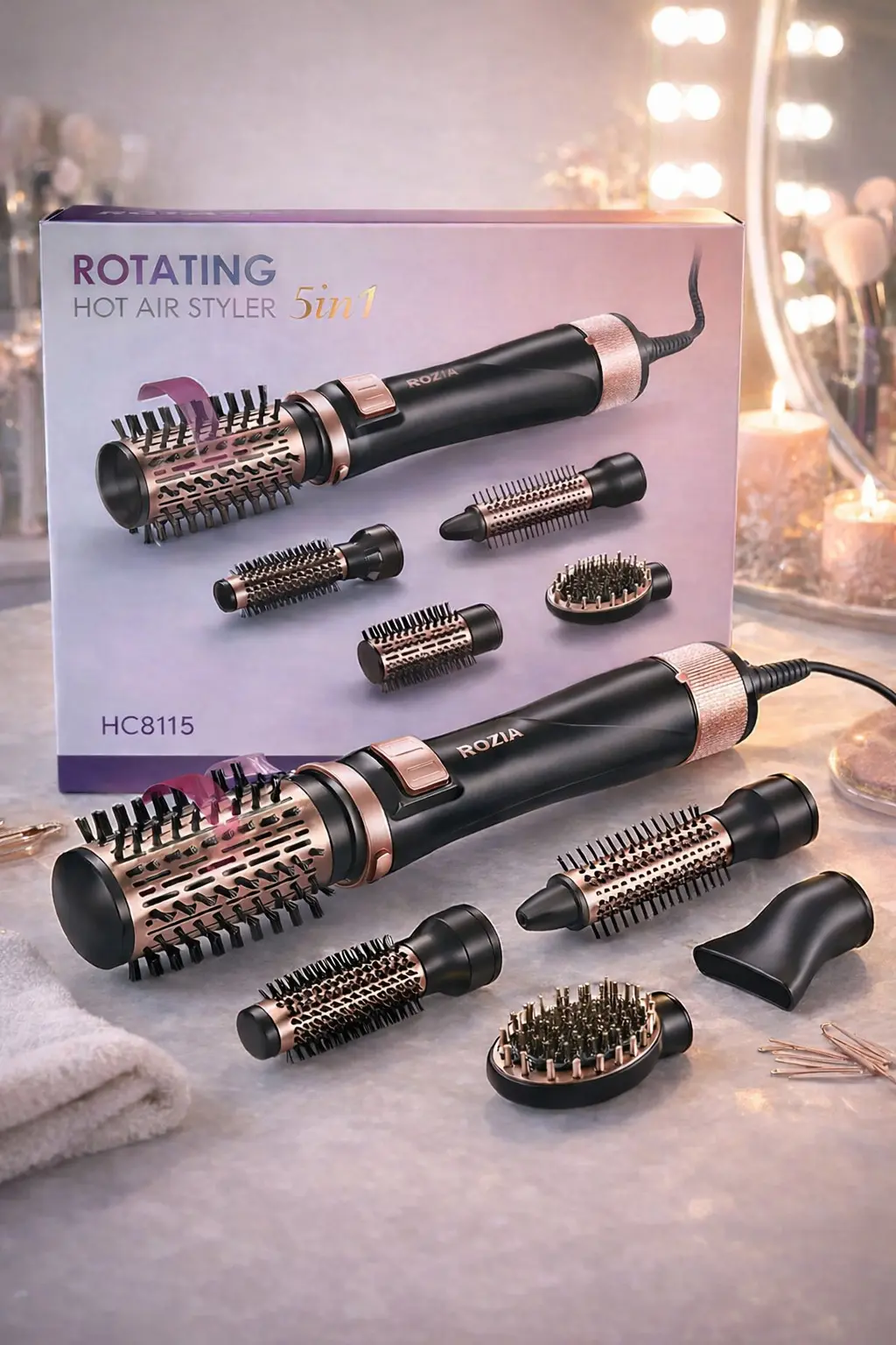 Фен-стайлер з обертовою насадкою ROZIA 5в1 HC8115 hair dryer AND-6162-6