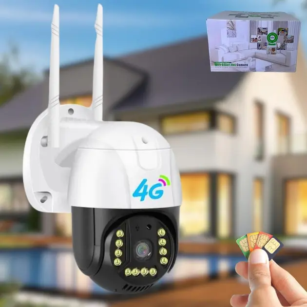 Камера зовнішнього відеоспостереження 4G Sim V380 PRO Вулична відеокамера IP 66 з нічною зйомкою