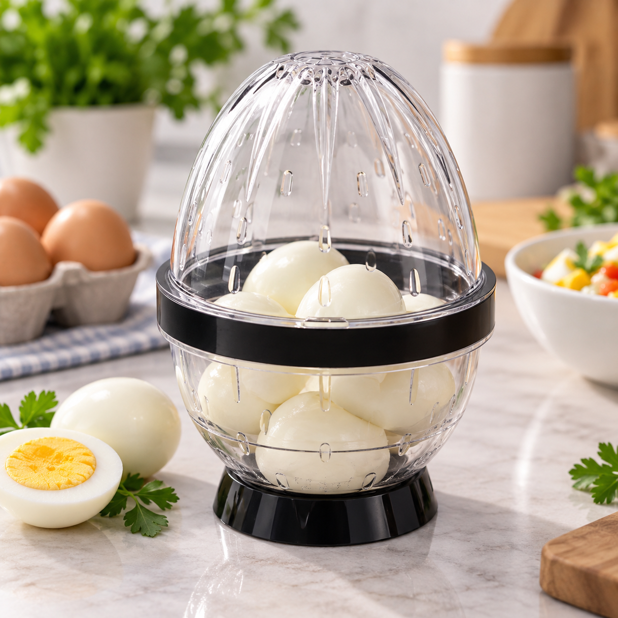 Контейнер для чищення яєць Egg Stripper / Апарат для чищення яєць ручний / Яйцечистка для чищення варених яєць до 5 штук
