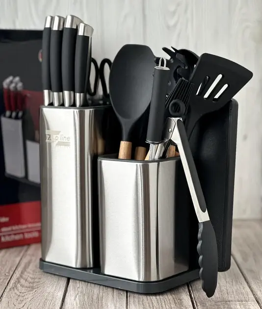 Набір кухонних ножів та приладдя Zep-Line ZP-047 на підставці 17 предметів