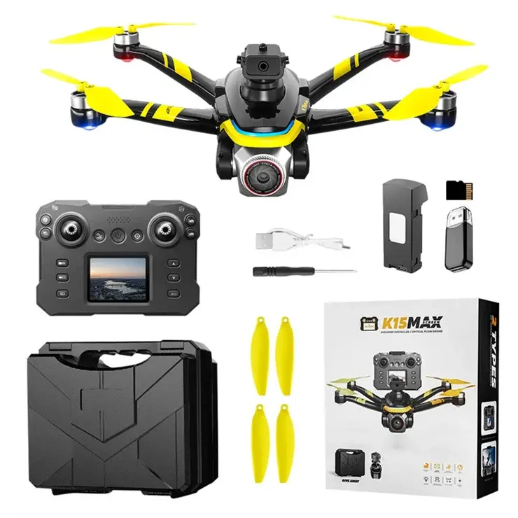 XKJ K15MAX Бездротовий дрон з екранним пультом дистанційного керування FPV-камерою, оптичним позиціонуванням та системою керування